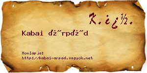 Kabai Árpád névjegykártya